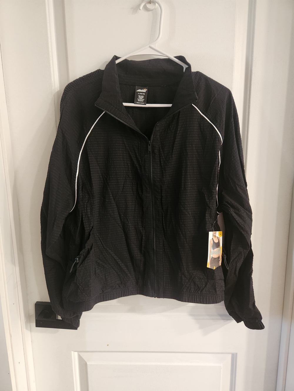 Avia Black Women's Lightweight Bomber Jacket with White Piping